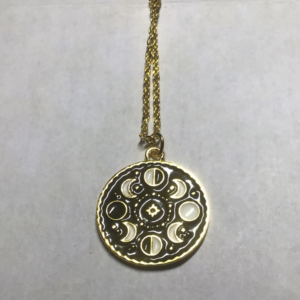 Moon cycle phases pendant necklace